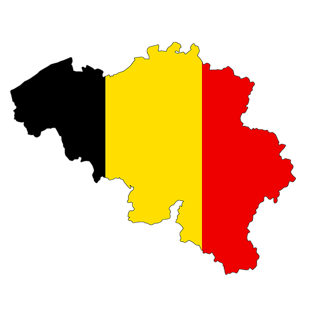 Kontur Belgii w barwach narodowych