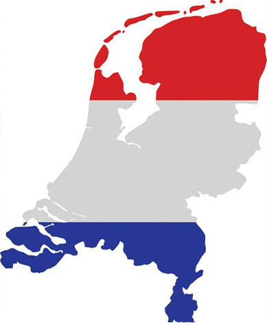 Kontur Holandii w barwach narodowych